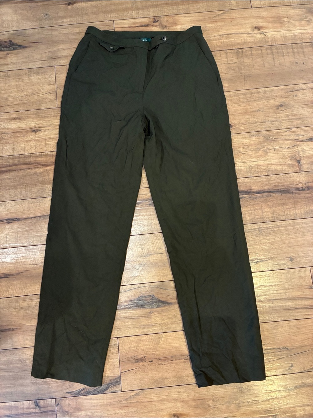 Ralph Lauren Dark Olive Straight-Leg Trousers